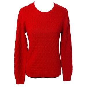 Croft & Barrow Petite XS Red Cable Knit 100% Cotton Pullover Crew Neck Sweater